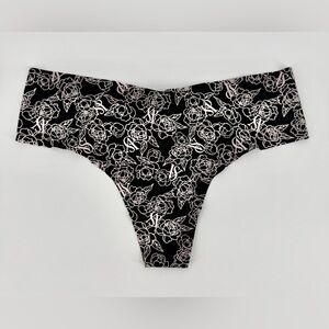 Victoria's Secret Black and White Floral Thong